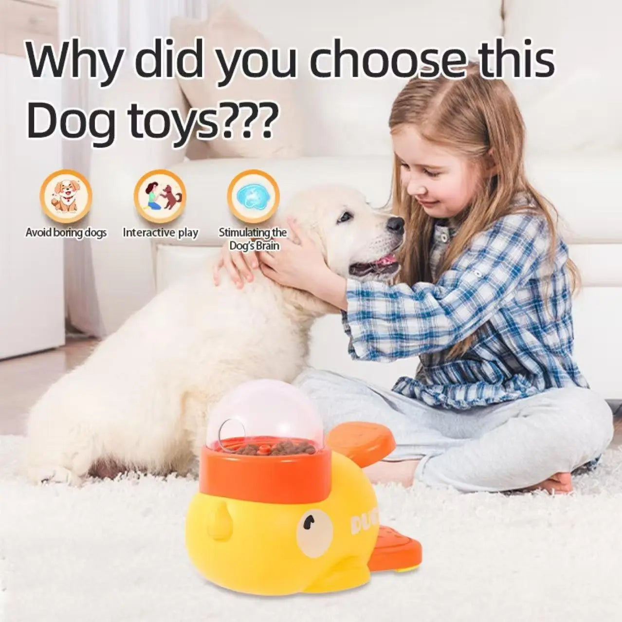 Yellow Duck Food Dispensing Cat Toy - Interactive Boredom Relief Wand for Cats and Dogs, Durable Slow Feeder and Snack Puzzle, Ideal Gift for Pet Lovers