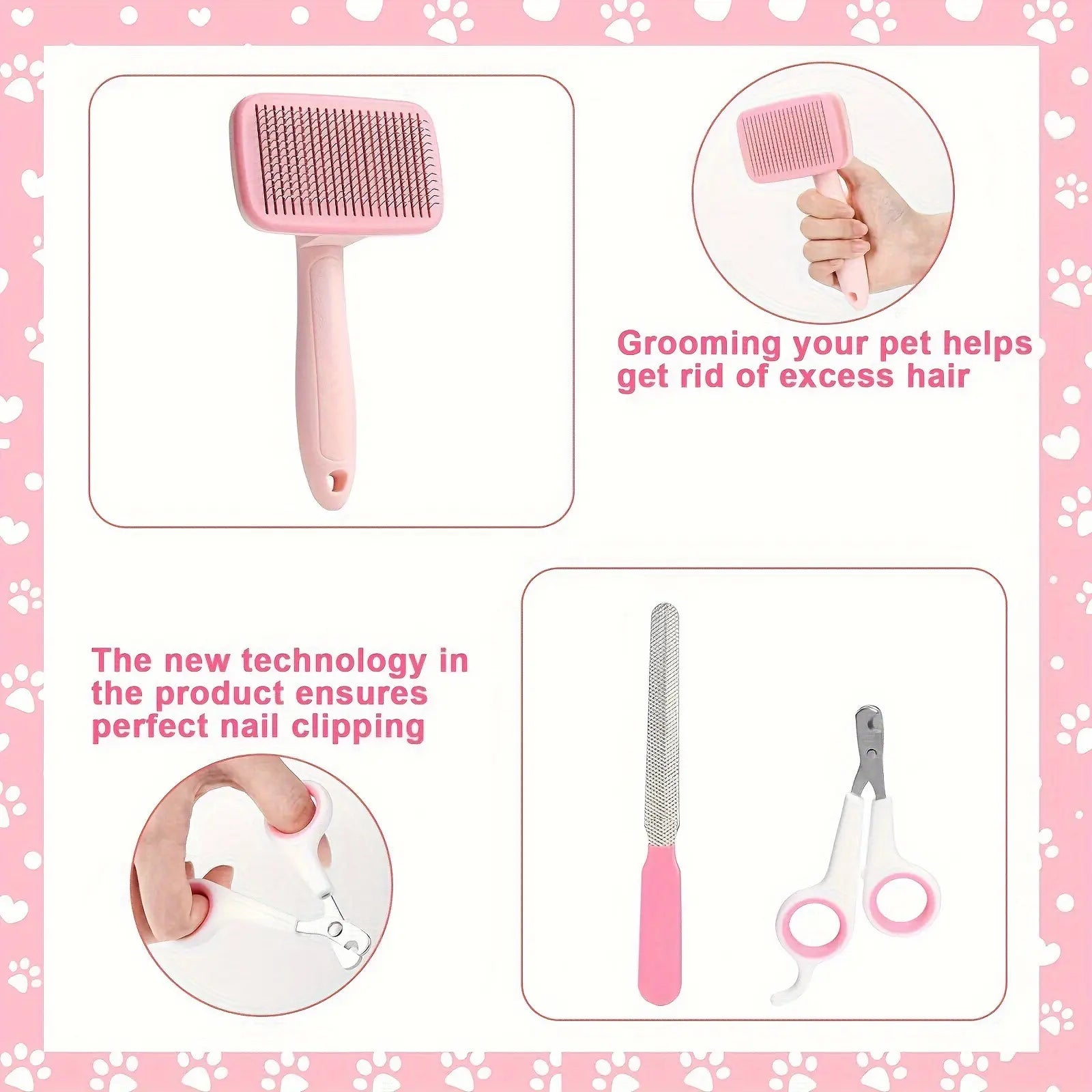 8-in-1 Professional Pet Grooming Kit for Dogs and Cats - Includes Dematting Comb, Slicker Brush, Nail Clipper, and Trimmer for a Tangle-Free and Shiny Coat