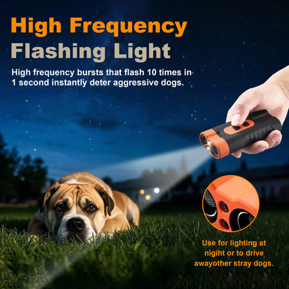 Ultrasonic Dog Barking Deterrent Training Tool - Rechargeable Usb-Charged, Dual Emitter, 50Ft Range, 25Khz Frequency, Flashlight, Portable Grip, Kit Included for Indoor & Outdoor Dog Behavior Control,Summervibes