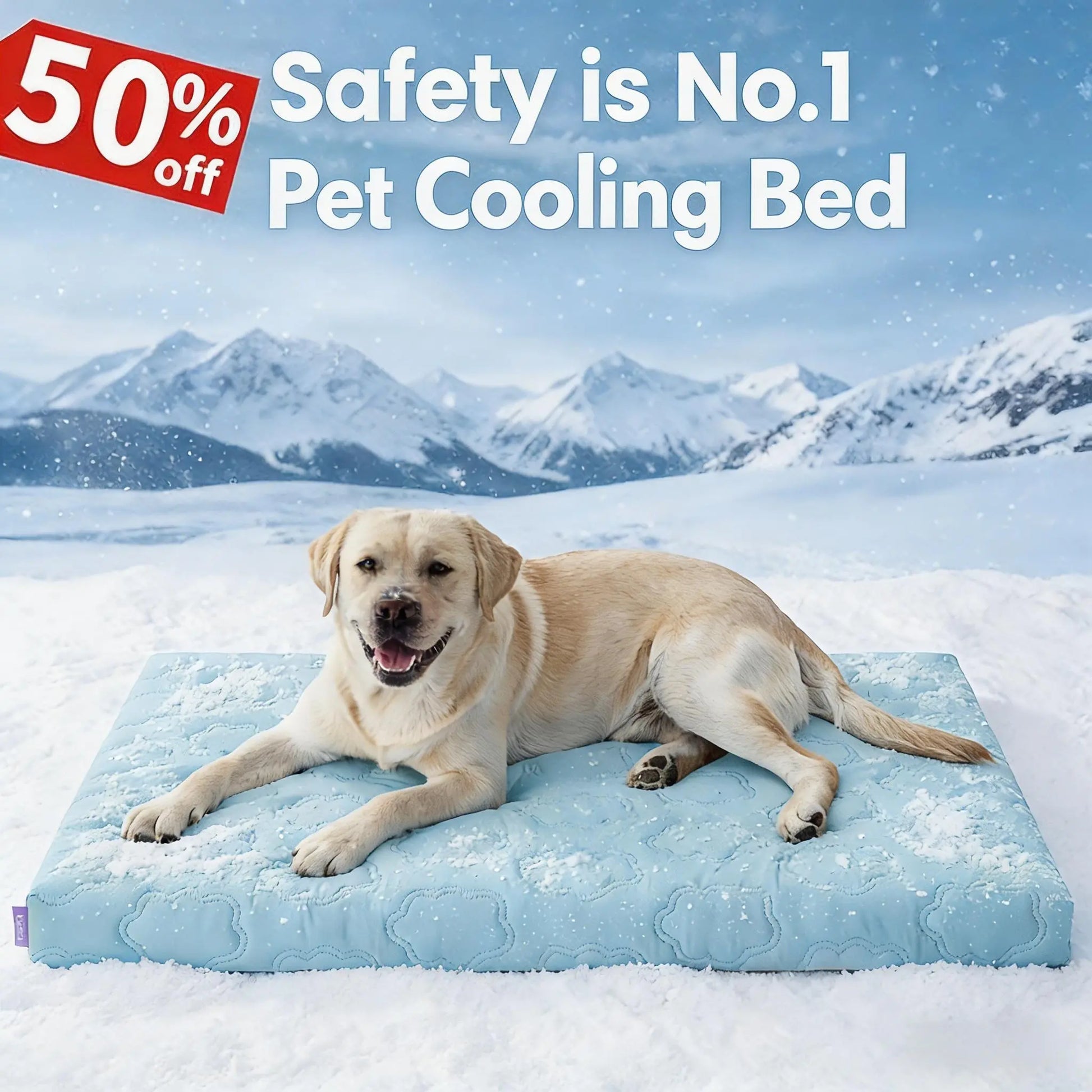 Lesure Orthopedic Dog Cooling Mat - Q-Max > 0.5 with Washable Cover and Non-Slip Egg Crate Foam for Extra Large Dogs