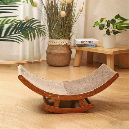 Elegant Bohemian Cat Scratcher Bed with Natural Sisal and Solid Wood Frame, Calming Rocking Lounge for Indoor Cats, Comfortable Non-Shedding Bed for Medium to Large Cats and Kittens, Easy Assembly