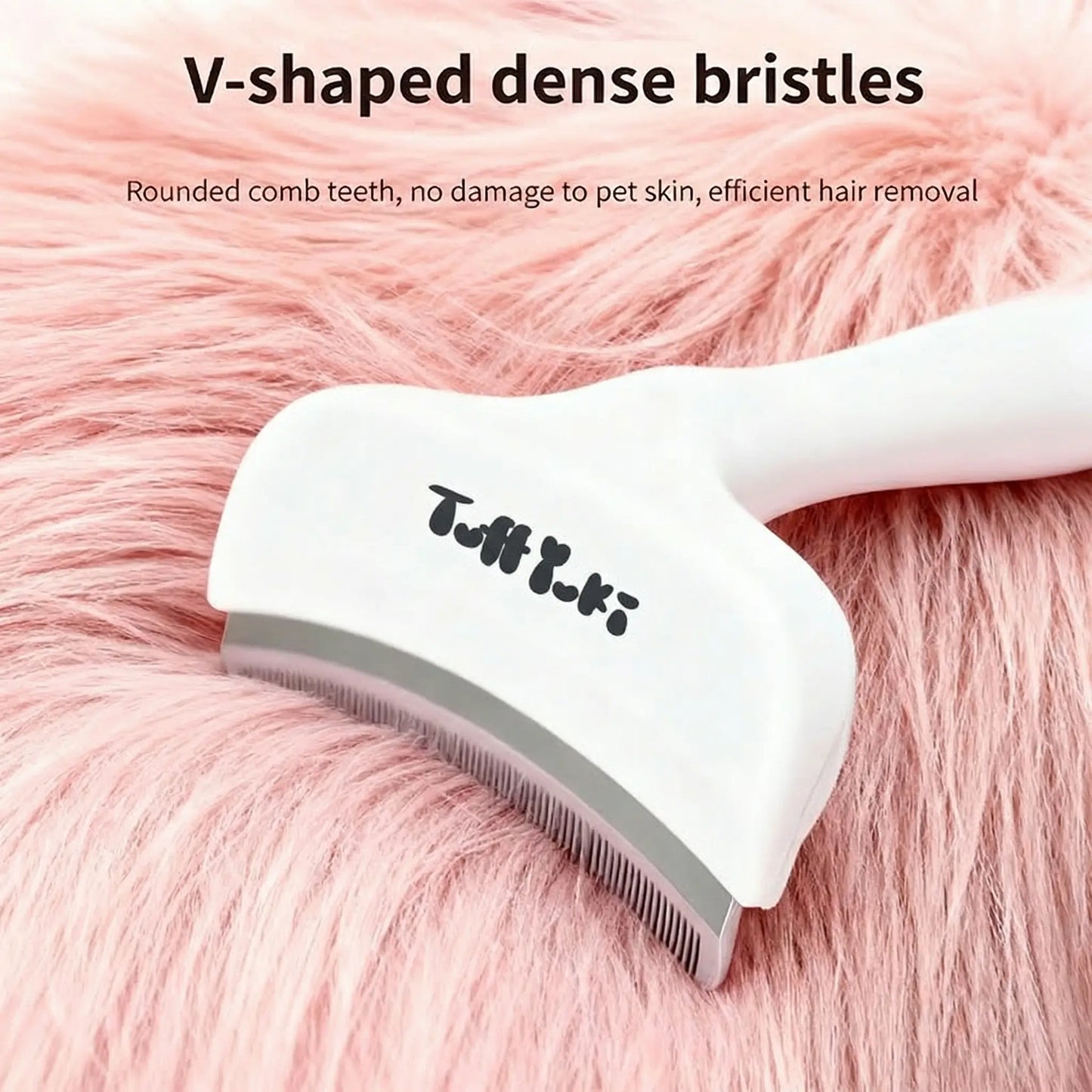 TUFFYUKI Professional Pet Deshedding Tool - Gentle Undercoat Rake for Dogs and Cats, Effective Shedding Reduction and Dematting Comb for Long-Haired Pets