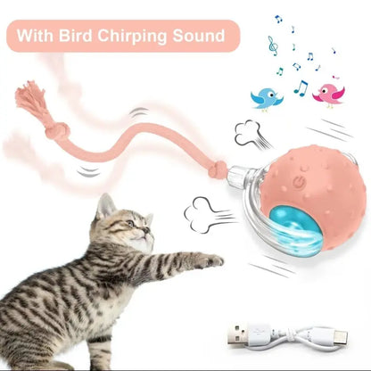 Interactive Cat and Dog Toy Ball with Bird Chirping Sound - USB Rechargeable, Anti-Depression Gift, Smart Motion Sensor, Chew-Resistant Design, Ultra-Quiet Operation, Long-Lasting Battery, Multi-Surface Compatibility