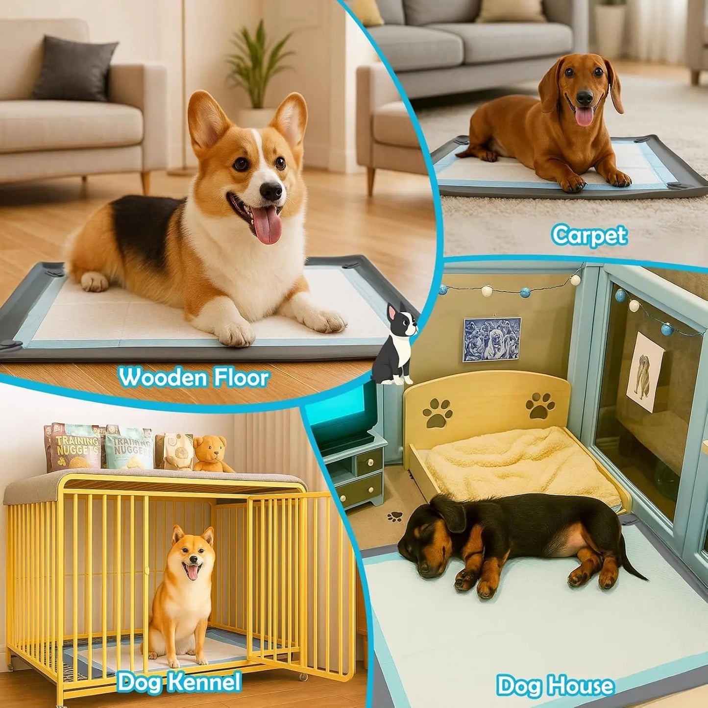 Pet Diaper Pad Tray Stand for Dog Incontinence Training, Easy-Clean Potty Training Mat, Floor Protection for Puppies and Small Dogs